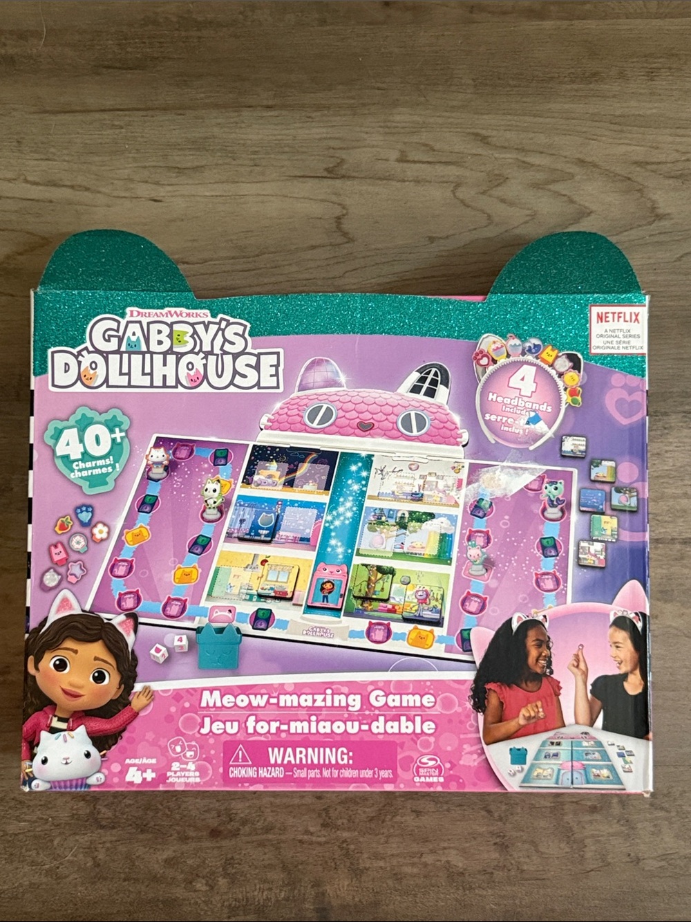 DreamWorks Gabby's Dollhouse Game Pink Purple Teal Box